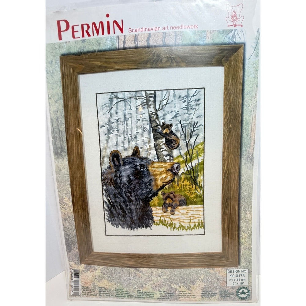 Permin Black Bear Family Cross Stitch Kit 90-0173 New Sealed